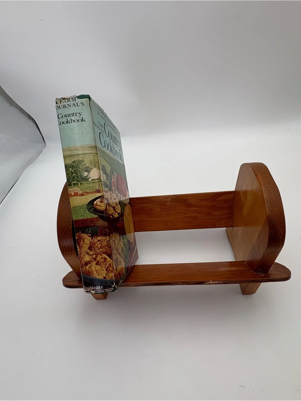 Vintage Wood Cookbook Counter Rack